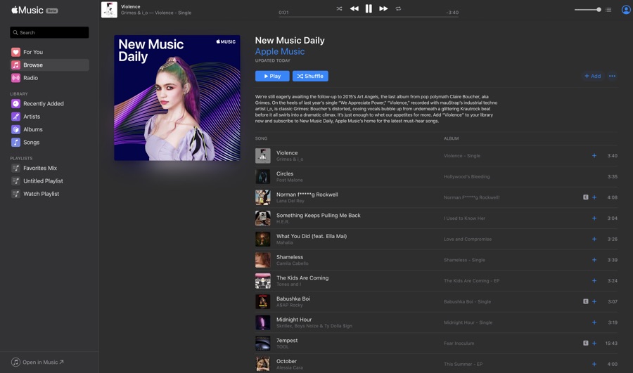 Apple Aplikasi web musik
