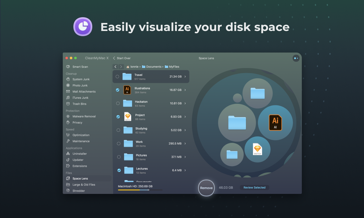 memvisualisasikan ruang disk Anda