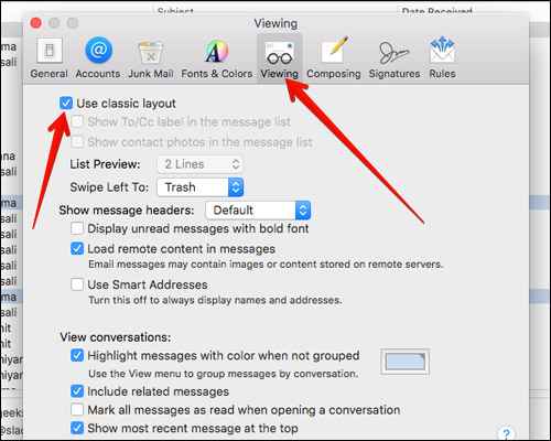 Använd Classic Message Display på Mac