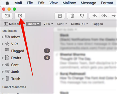 Skriv ett nytt meddelande i Mac Mail-applikationen