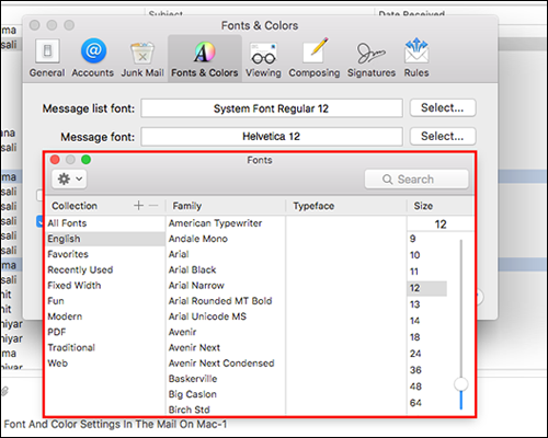 Så här ändrar du teckensnitt och färginställningar i Mac Mail-applikationen 1
