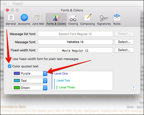 Ändra e-postfärgen i Mac Mail-applikationen