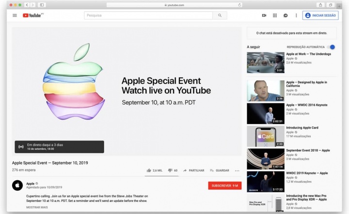 Apple sänder en speciell händelse i september live på YouTube för första gången 1