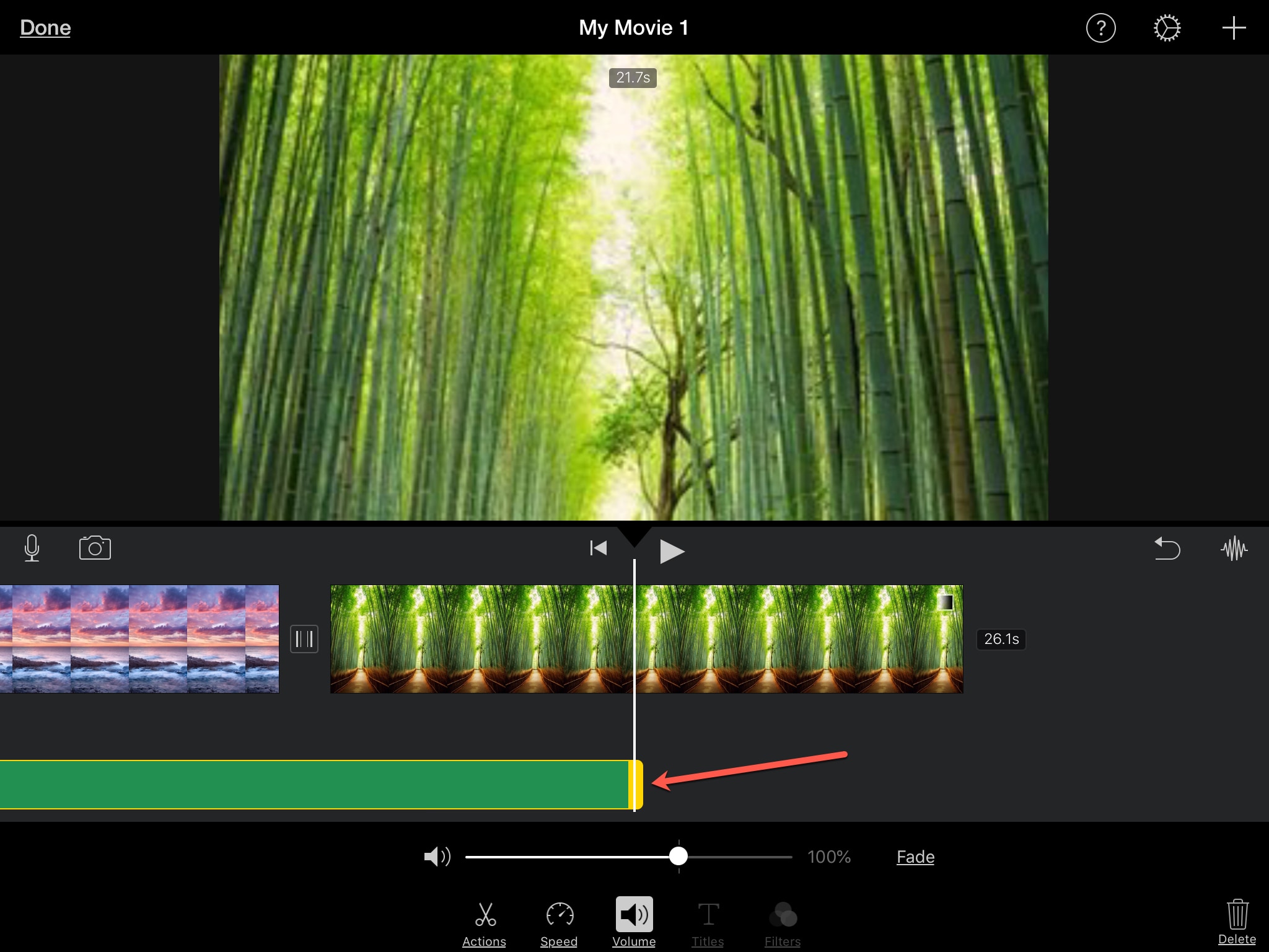 Potong Audio Klip iMovie iPad