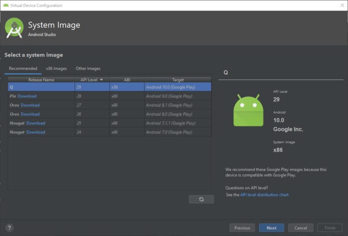 Installera Android 10 på en PC med Android Studio / Emulator 7