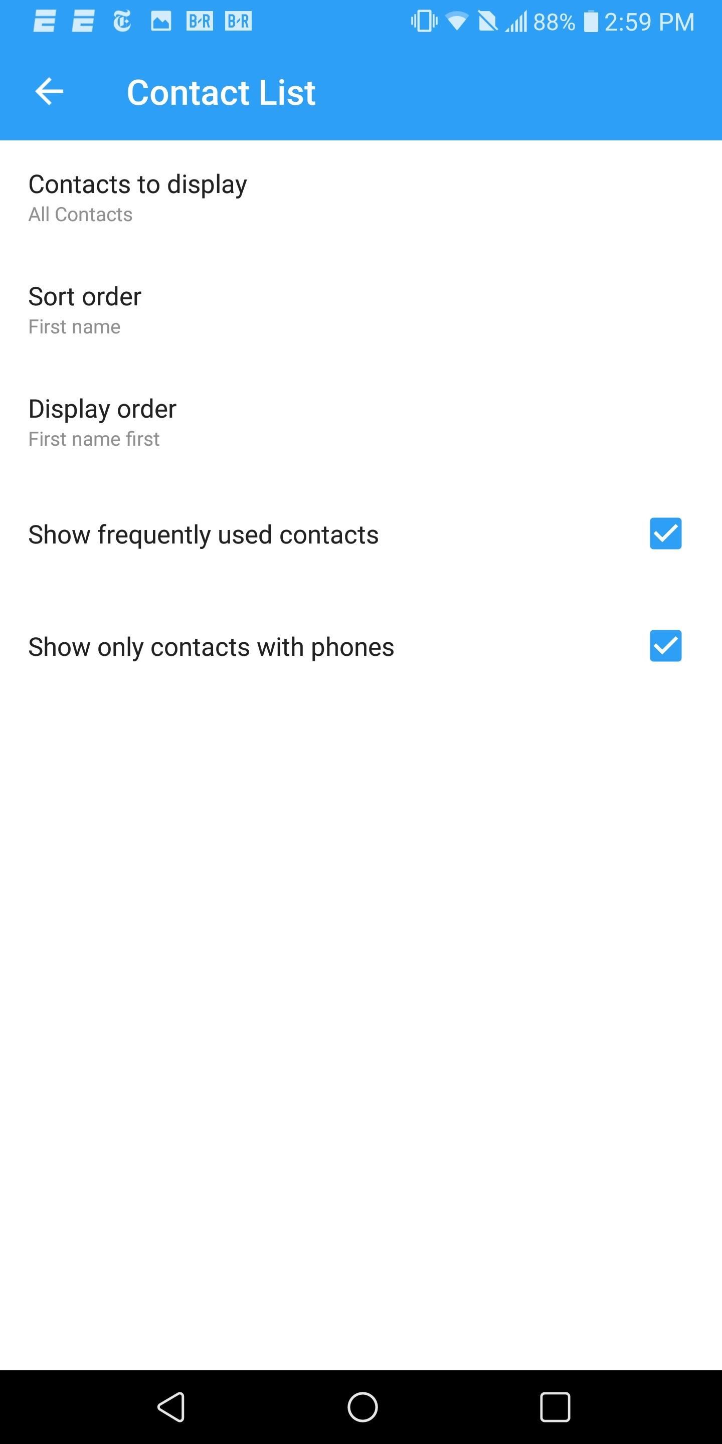Cara menyembunyikan kontak yang tidak memiliki nomor telepon di Android