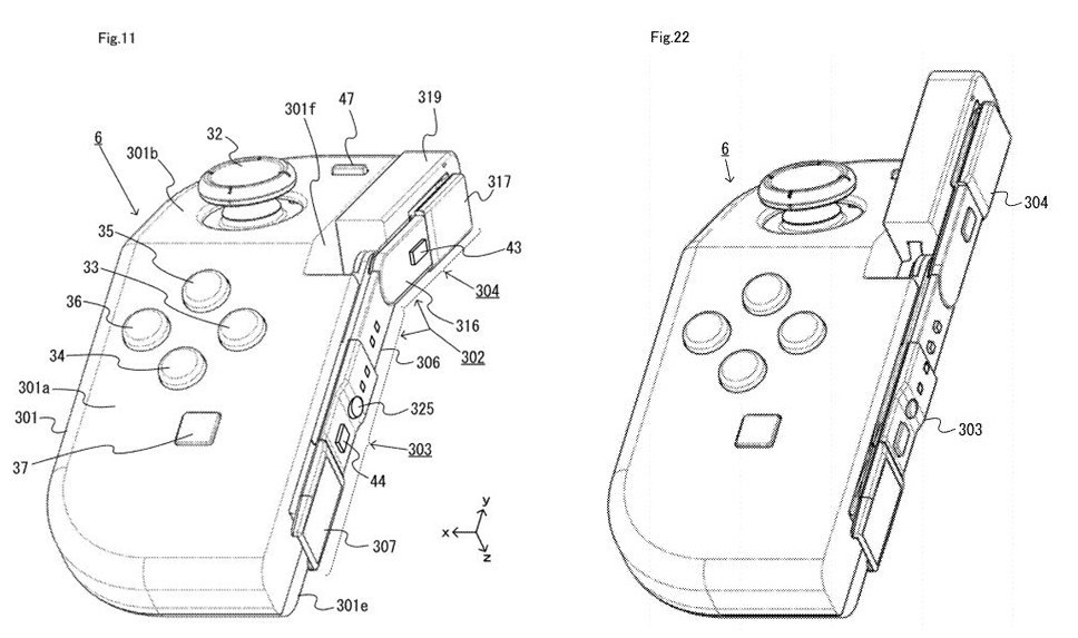 Nintendo patentfil för Joy-Con med gångjärn 1