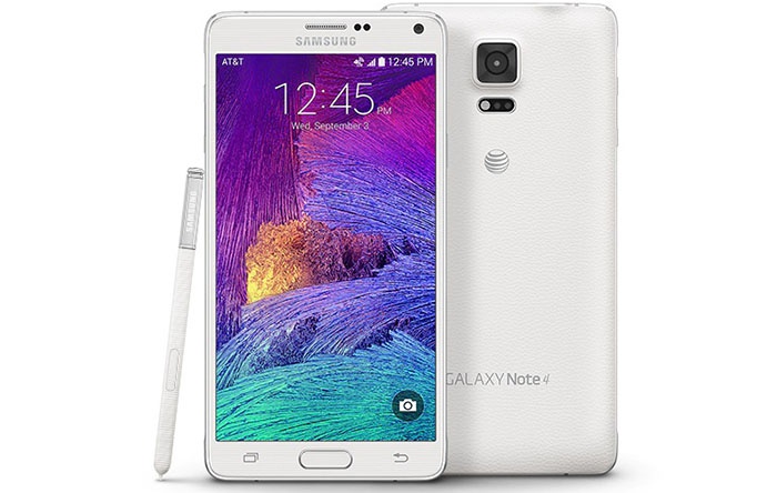 Samsung framsida och baksida av Galaxy Note 4
