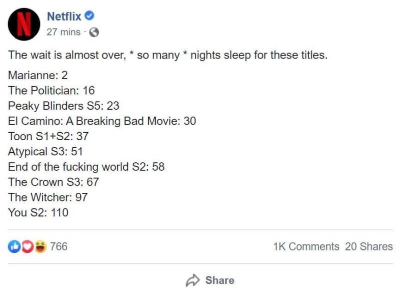 Netflix kan offentliggöra Witcher släppdatum på Facebook 1