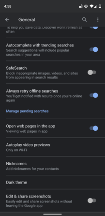 [Update: Rolling out again]  Google-applikationer får fullt mörkt läge för sök-, assistent- och sökning i flödesapplikationer [APK Download] 1