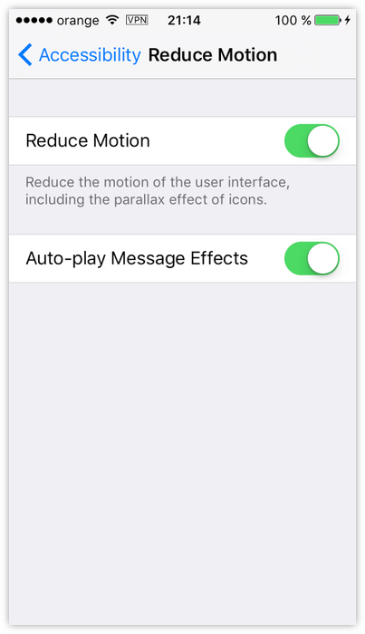 Mengurangi gerakan di iOS