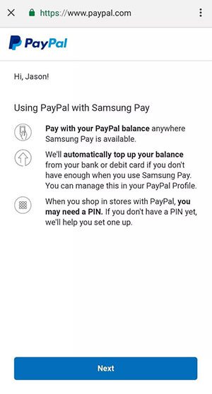 Samsung Pay - Otorisasi Paypal