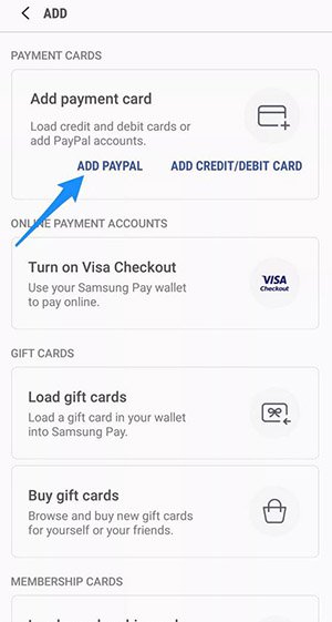 Samsung Pay - Tambahkan Paypal