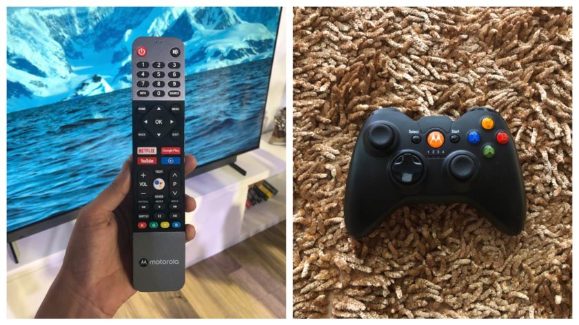Smart TV baru Motorola memiliki remote control dengan tombol layanan streaming dan gamepad joystick Bluetooth