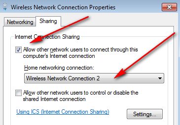 Dela din Internet-anslutning mellan två Windows-datorer