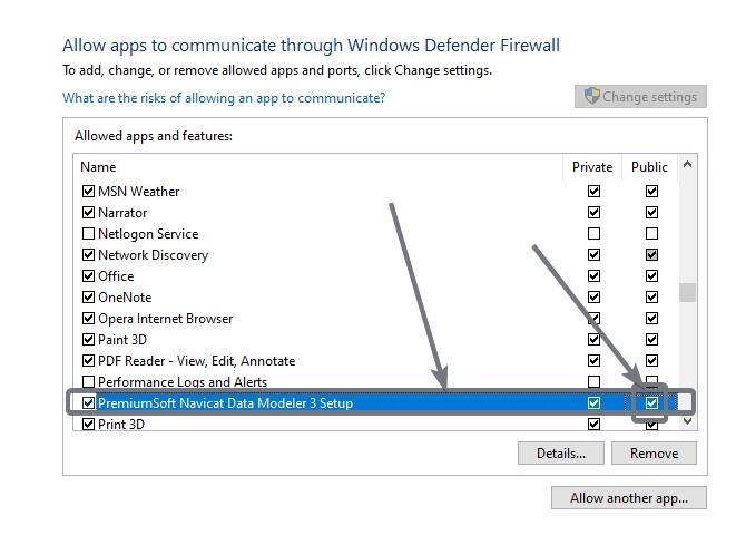 Låt applikationer kommunicera via Windows Defender Firewall