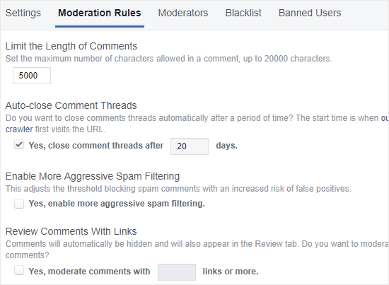 FB Komentar aturan moderasi
