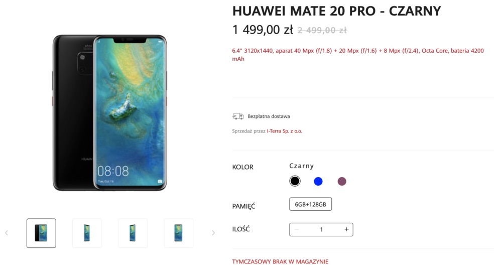 Superpris: Huawei Mate 20 Pro för PLN 1499. Detta är fortfarande topp 1-smarttelefonen
