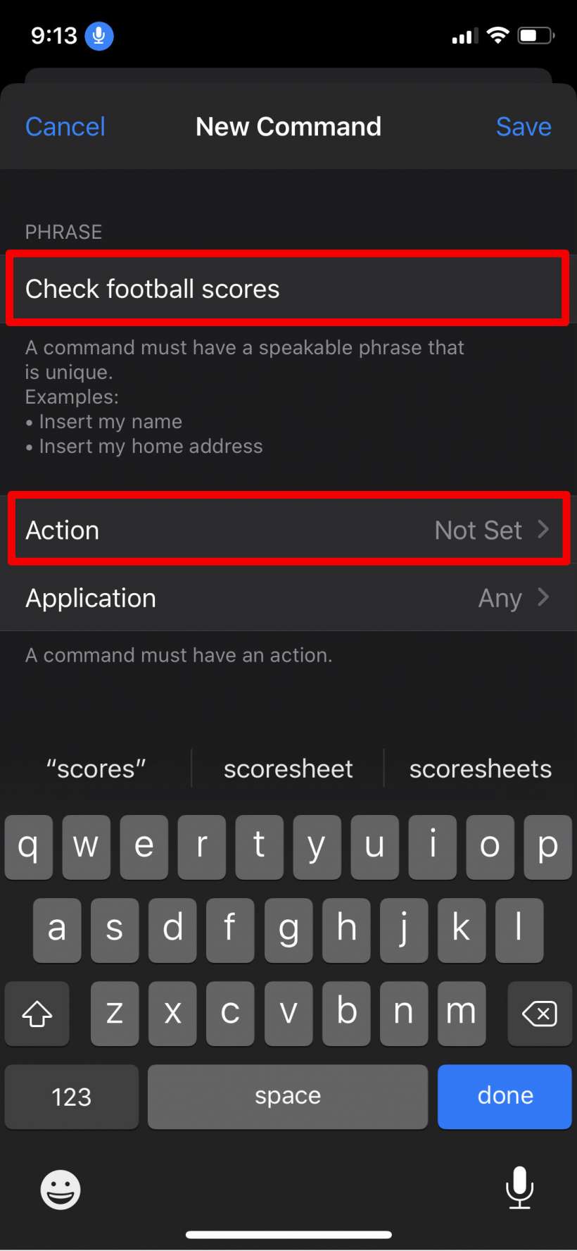 Cara membuat perintah suara khusus untuk aksesibilitas Kontrol Suara di iPhone dan iPad.