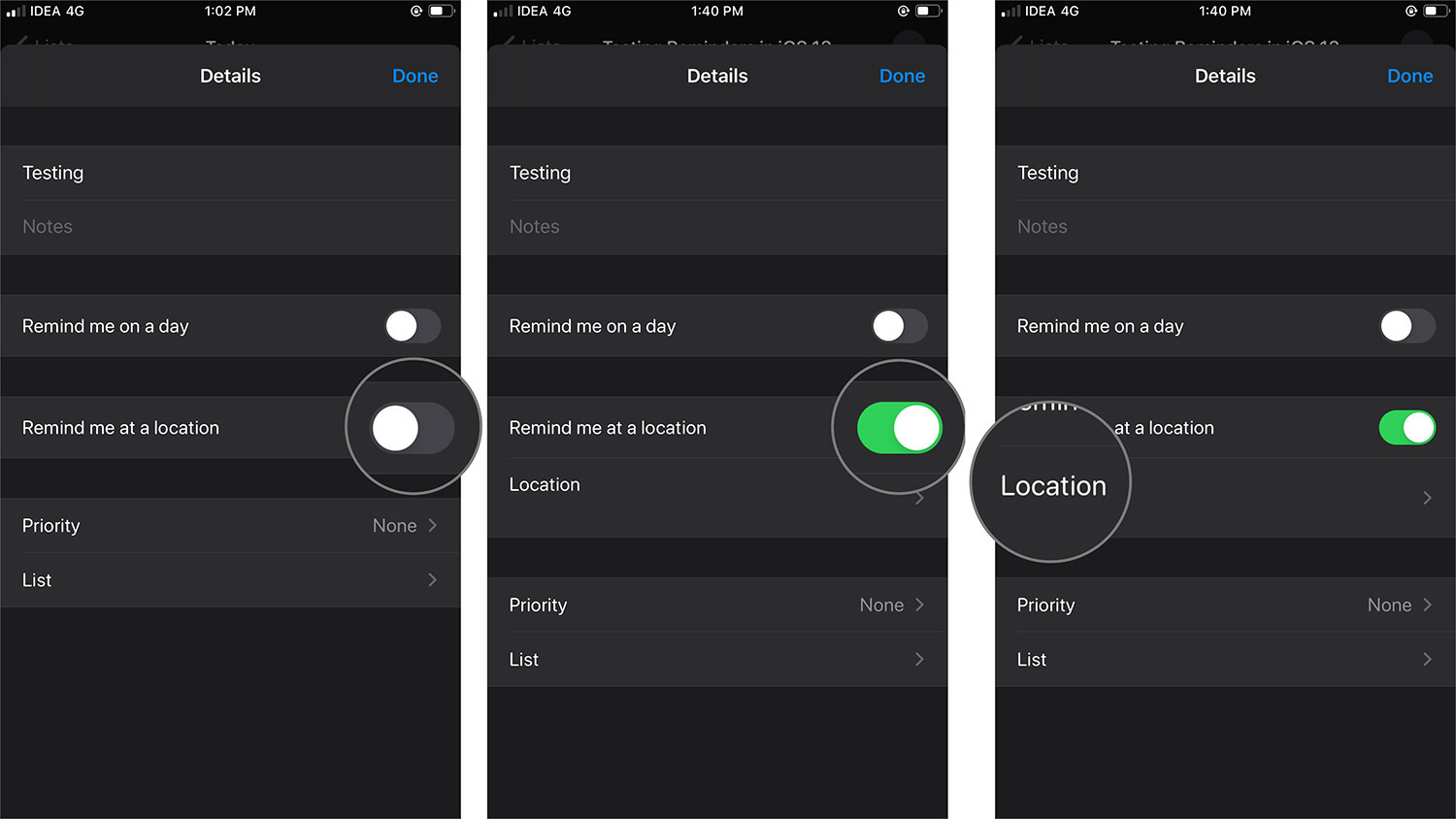 Aktifkan Ingatkan saya di Lokasi di iOS 13 Aplikasi Pengingat di iPhone