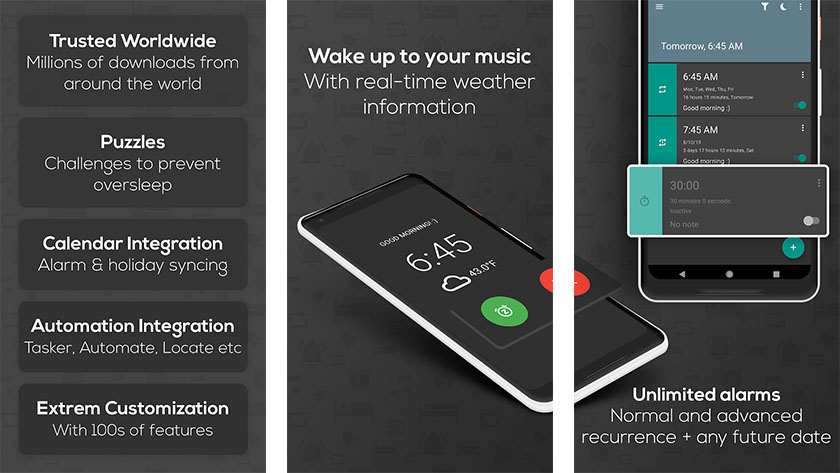 Jam Alarm untuk Sleepers Berat adalah salah satu aplikasi jam alarm terbaik untuk android