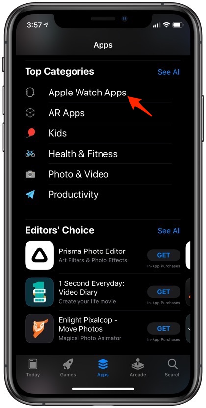 watchOS App Store di iPhone