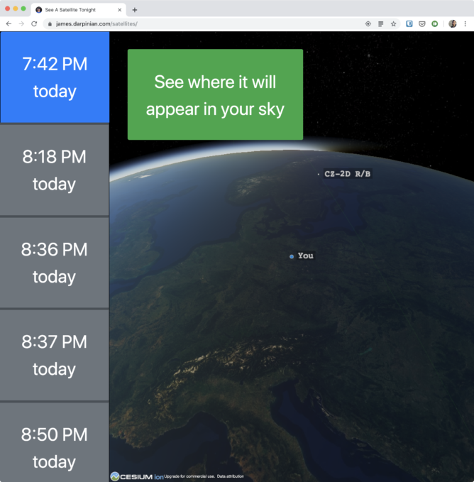 Googles ingenjörer skapar webbapplikationer som hjälper dig se satelliter på natten med blotta ögat 4