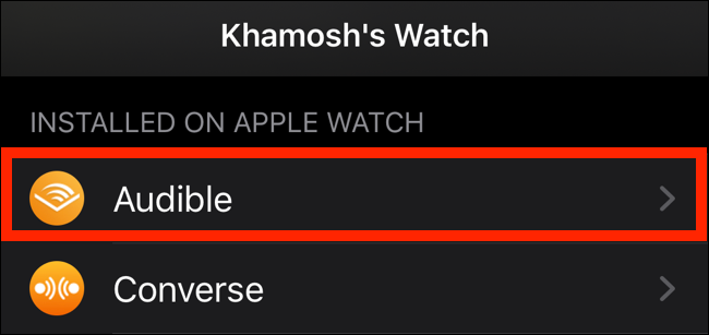 Klicka på Apple Watch-applikationen från listan