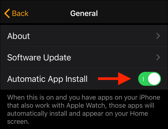Tryck på brytaren för att installera applikationen automatiskt