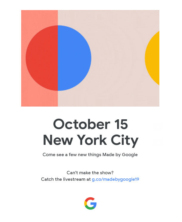 Inbjudan till lanseringen av Googles maskinvara 14 oktober 2020 