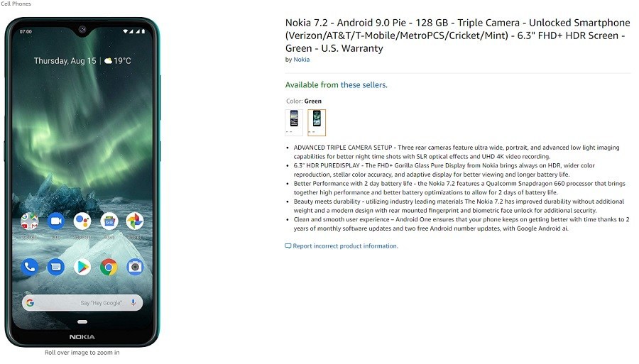 Amazon AS membuka preorder untuk Nokia 7.2