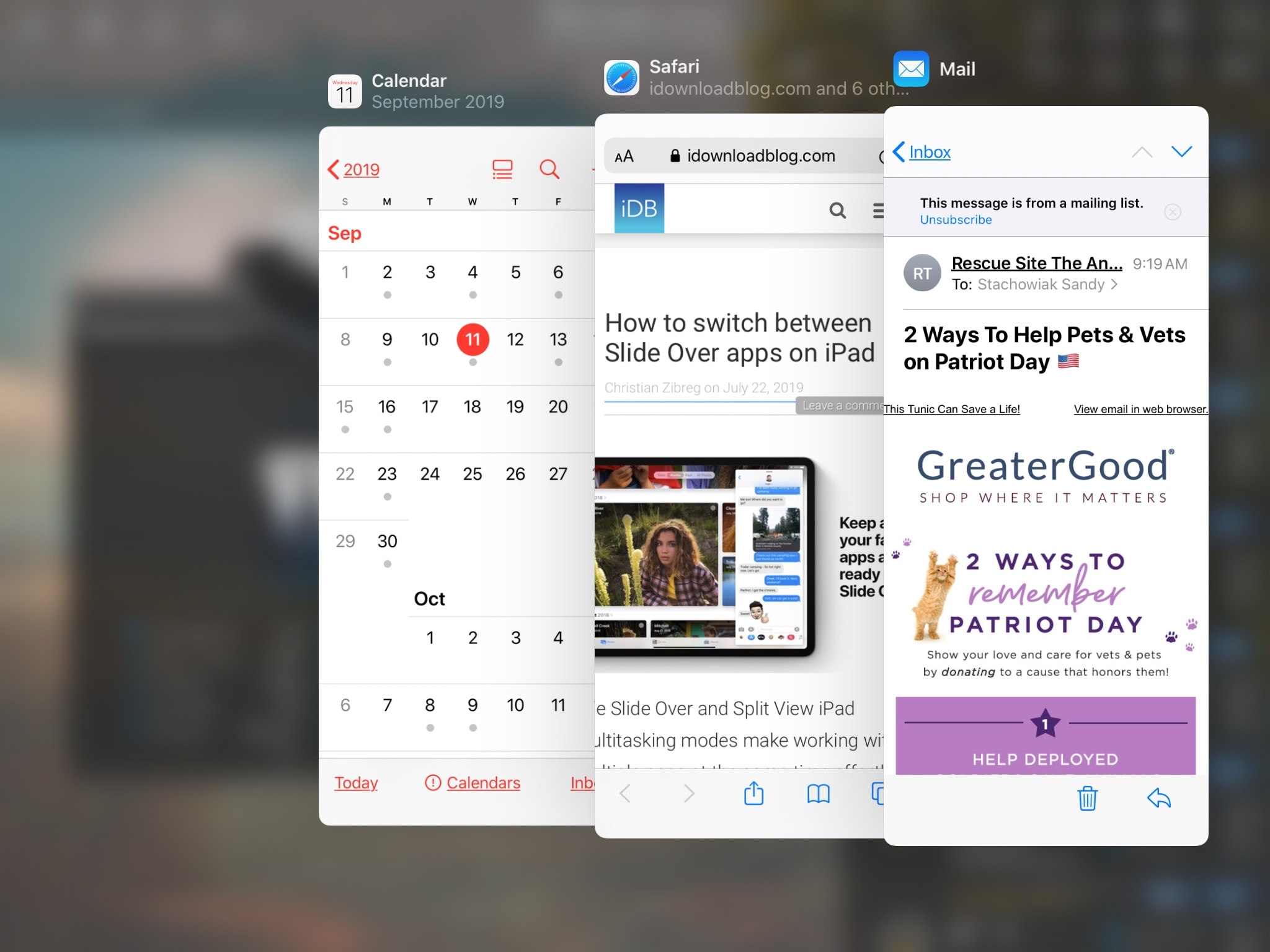 IPadOS Slide Over All Apps multitasking-funktion