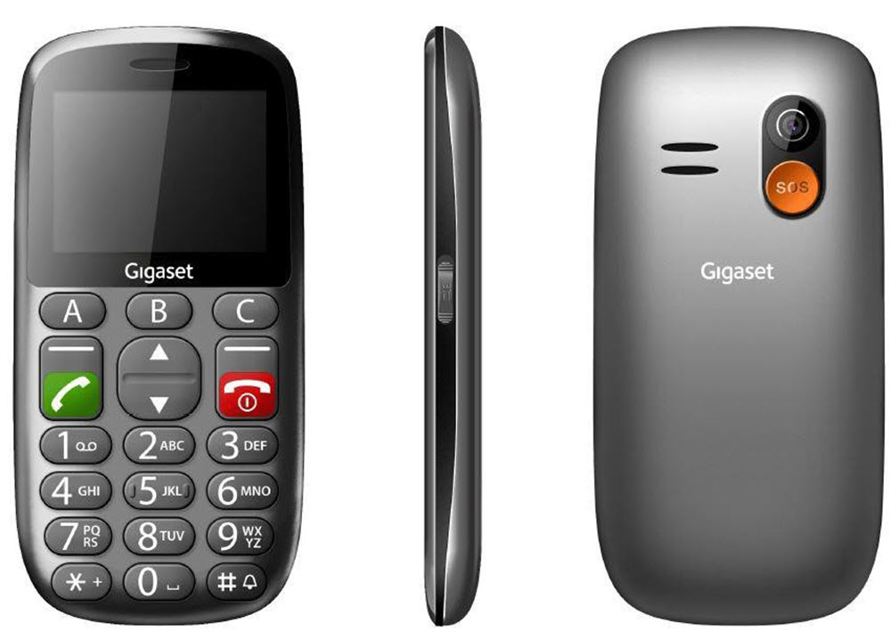 Gigaset GL390, mobile untuk orang dewasa dengan tombol kamera dan alarm