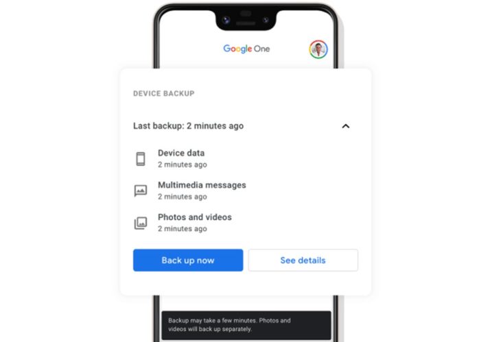 Google One sekarang membuat cadangan Android otomatis