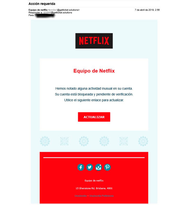 Penipuan cyber meniru Netflix untuk mencuri detail bank pengguna 1