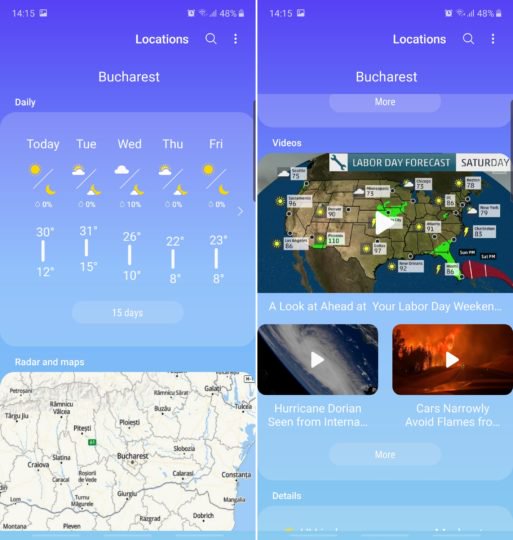 Widget Cuaca Samsung mendapat peta radar, peringatan cuaca, dan lainnya