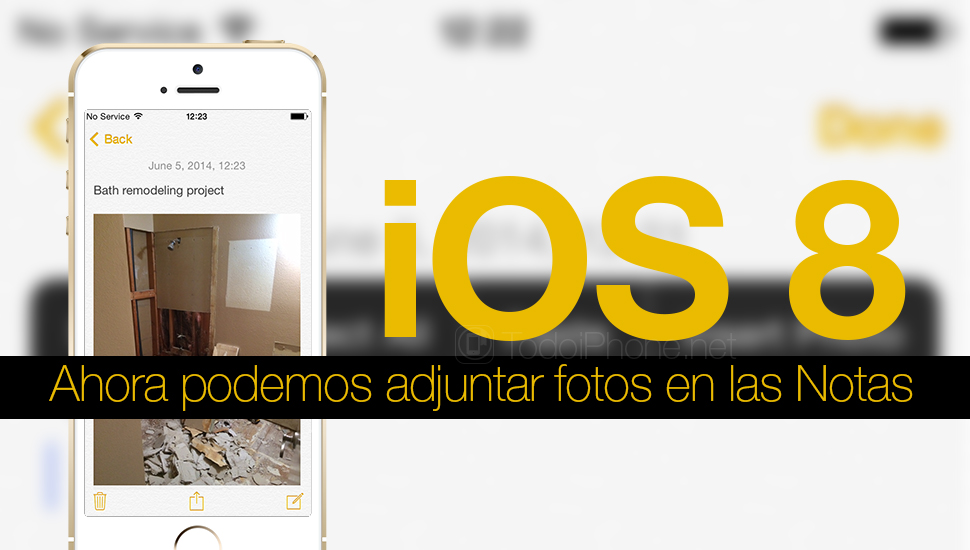 iOS 8 akan memungkinkan kami menambahkan foto dalam Catatan aplikasi 2