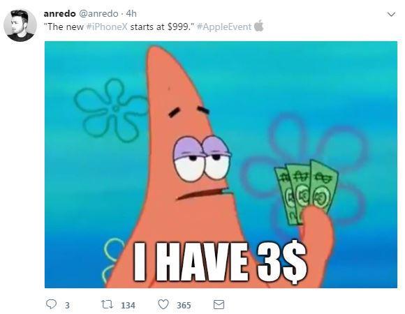  Twitter pengguna bercanda menggunakan karakter SpongeBob Squarepants Patrick Star garis tawar-menawar 'Saya punya $ 3' sebagai penggunaan alat tawar-menawar