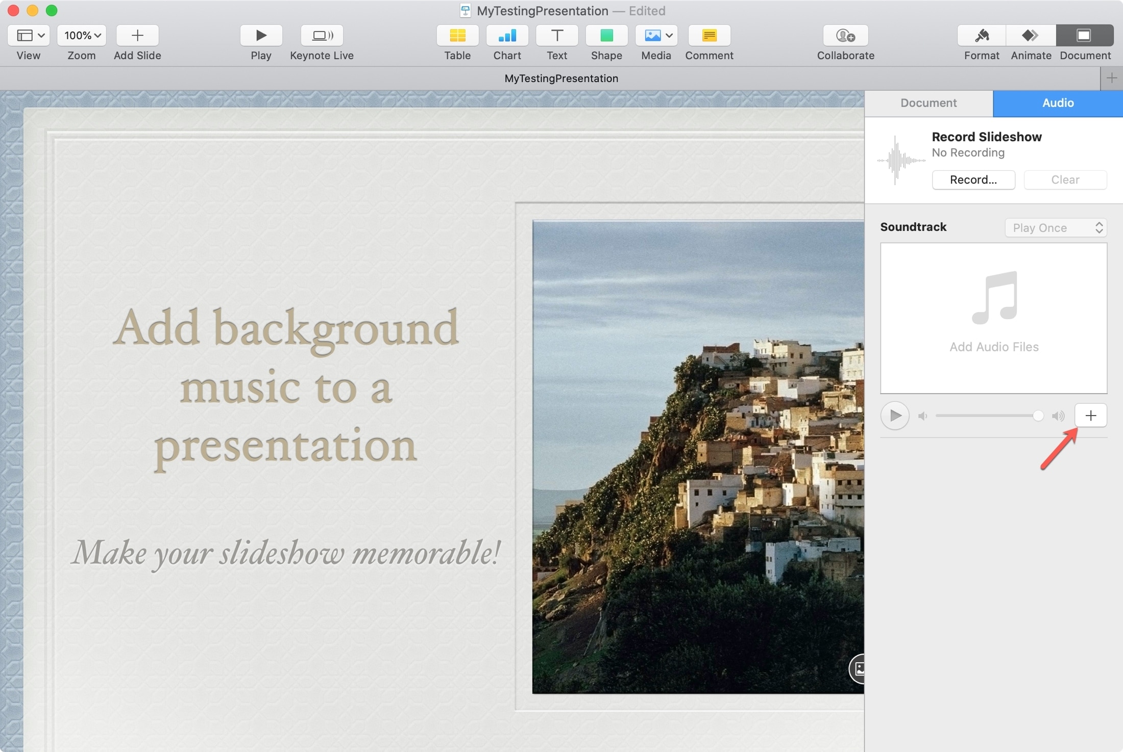 Keynote Tambah Soundtrack Mac