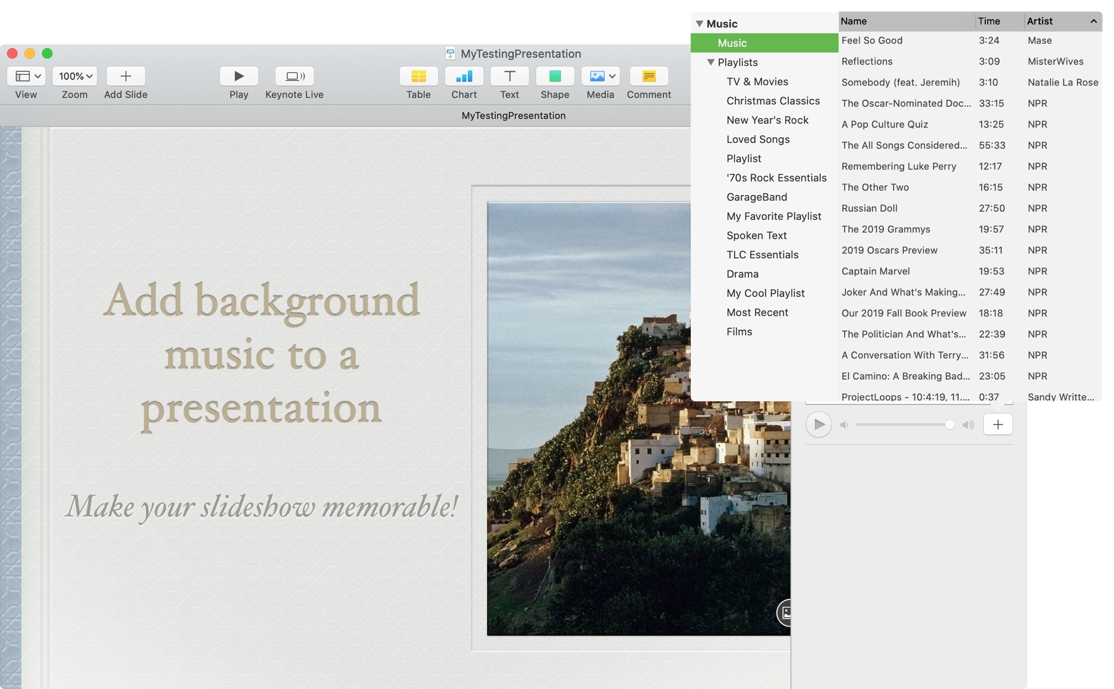 Keynote Välj Mac Soundtrack