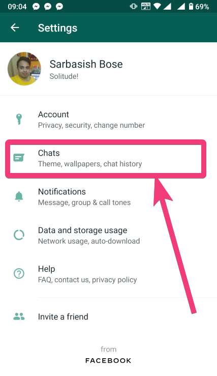Öppna WhatsApp-chatt för att aktivera mörkt läge