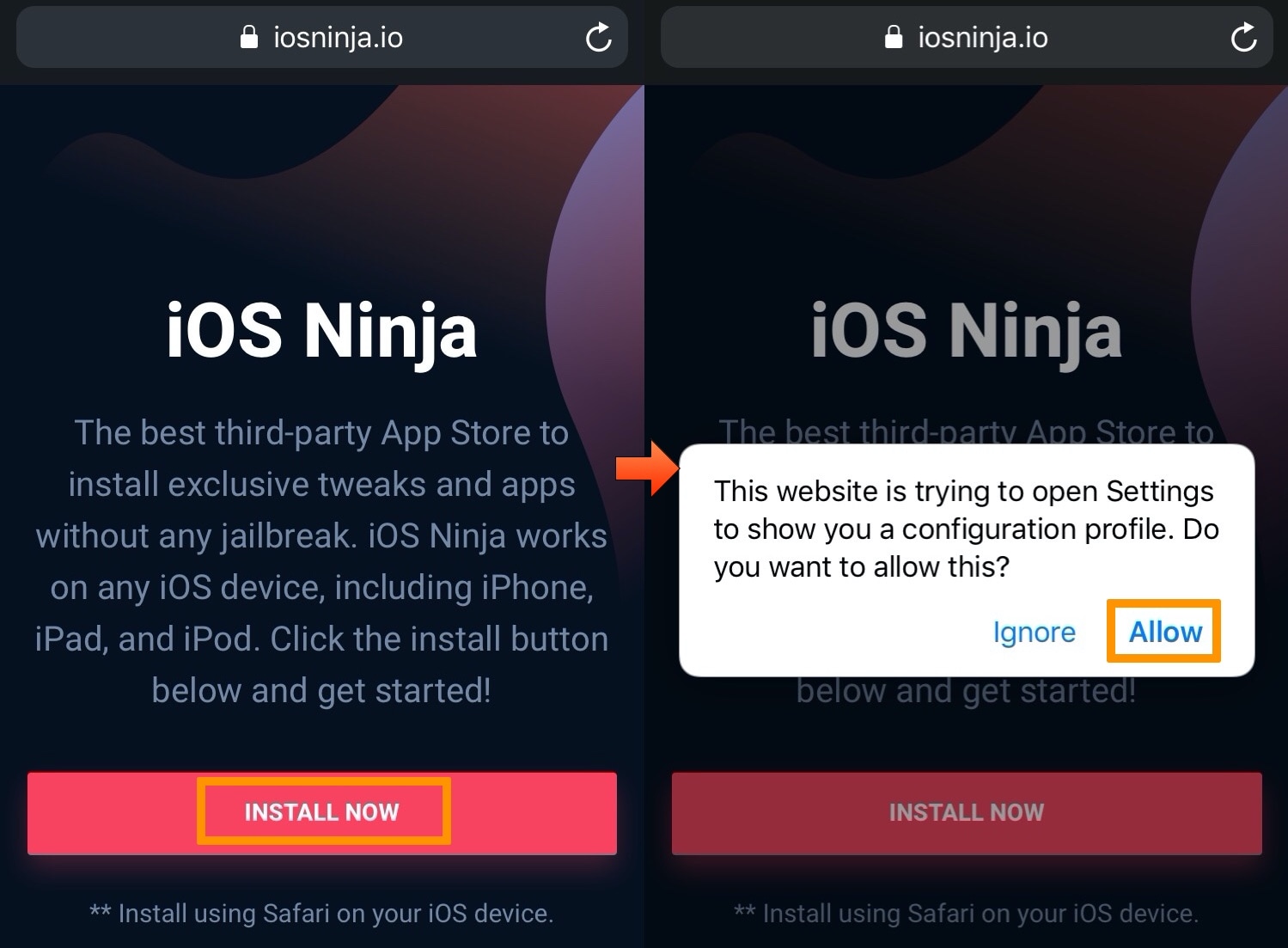 Hur man använder iOS Ninja för att installera jailbreak som aldrig har gjorts utan en dator 5