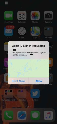 Apple ID-inloggning begärdes