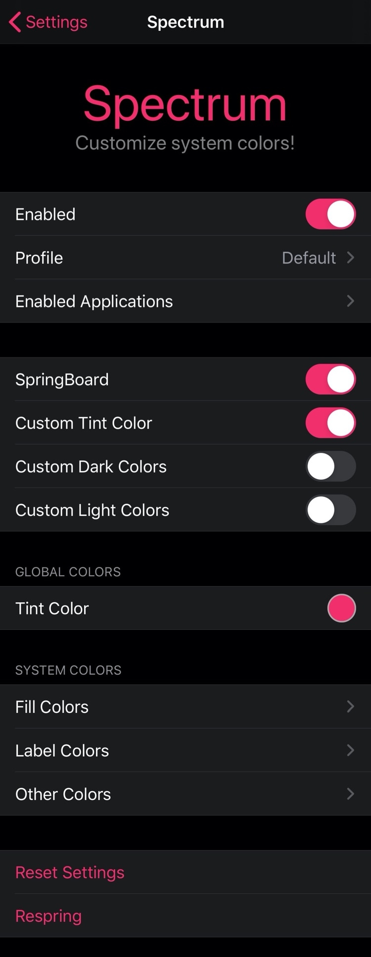 Spectrum gör att jailbreakers kan färga iOS-användargränssnittet gratis 3