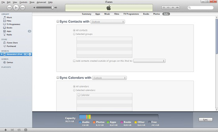 Synkronisera kalender med iTunes