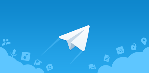Logo Telegram dengan latar belakang biru