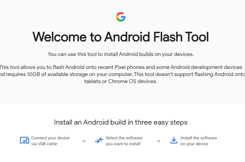 Google meluncurkan Android Flash Tool: alat untuk memperbarui Pixels dengan AOSP ROMS