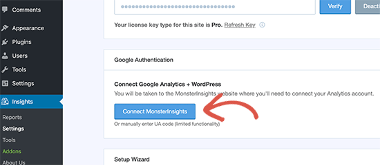 Hubungkan MonsterInsights ke Google Analytics