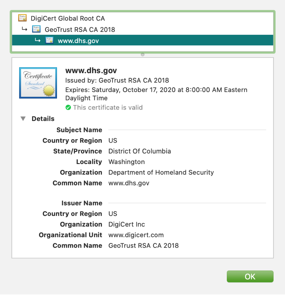 Chrome Display Certificate Window