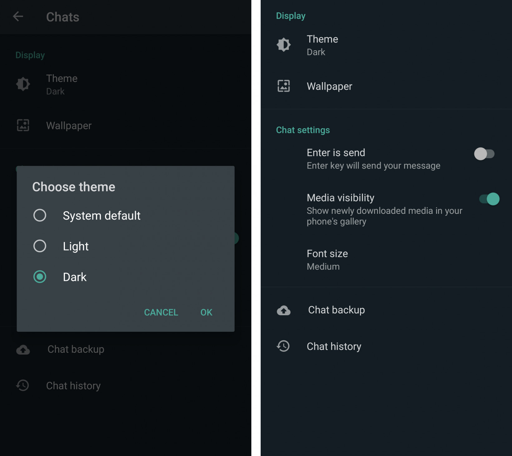 WhatsApp mengaktifkan "mode malam" yang diharapkan di Android 2